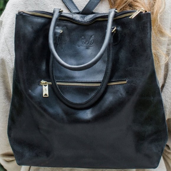 SsekoDesign Convertible Tote / Backpack Oiled Blac